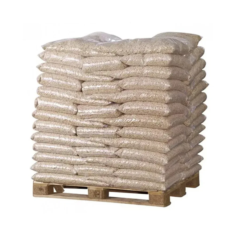 Puidupelletid kottides alusel, 896 kg